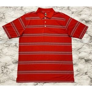 Bolle Golf Polo Mens Shirt Size L Red Striped‎ Tech Short Sleeve Pullover